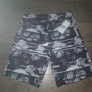 Fresh Prints Of BEL Air Floral Black and White  Shorts